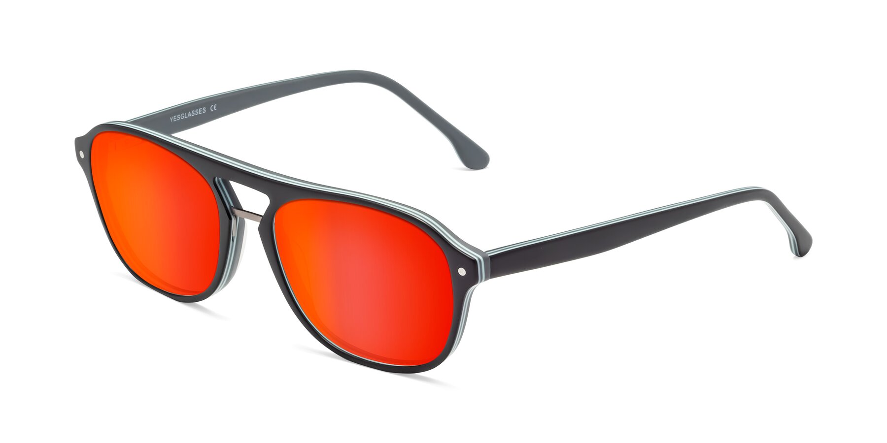 Angle of 17416 in Matte Black with Red Gold Mirrored Lenses
