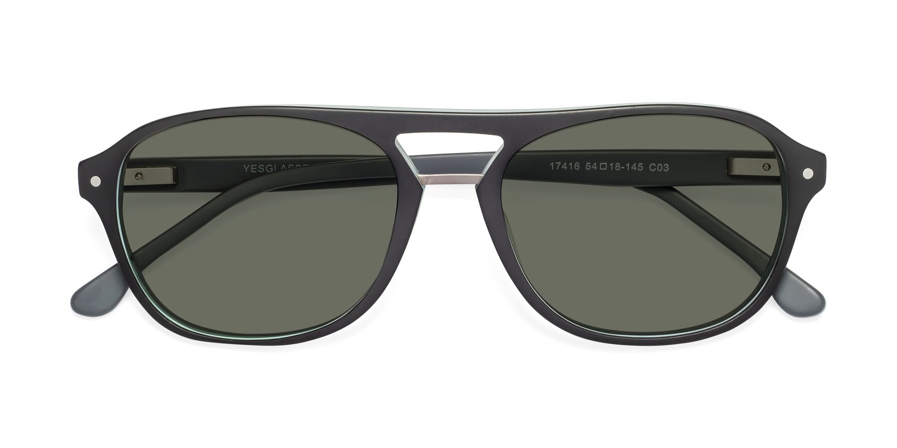 Folded Front of 17416 in Matte Black with Gray Polarized Lenses