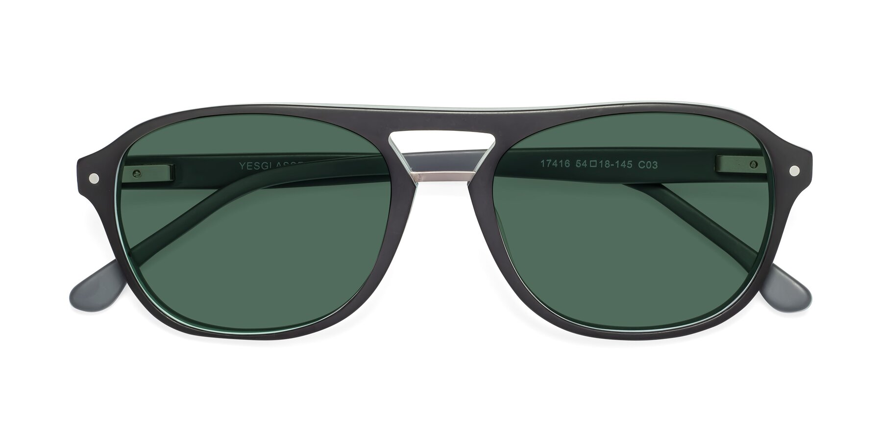 Folded Front of 17416 in Matte Black with Green Polarized Lenses