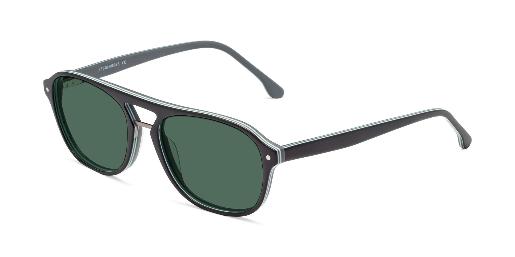 Angle of 17416 in Matte Black with Green Polarized Lenses
