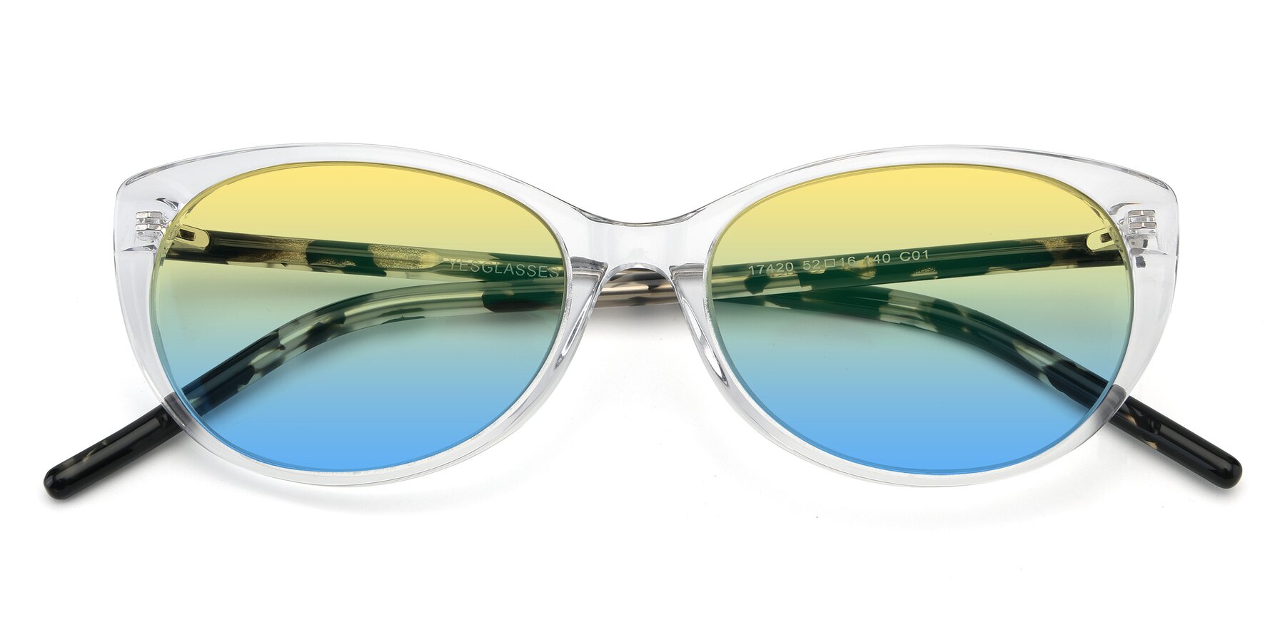 Folded Front of 17420 in Clear with Yellow / Blue Gradient Lenses