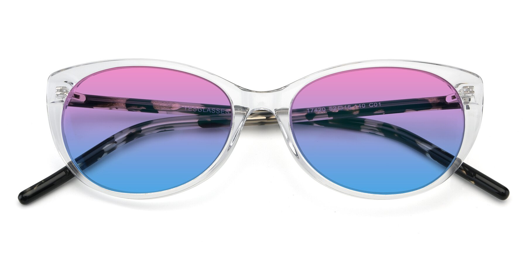 Folded Front of 17420 in Clear with Pink / Blue Gradient Lenses