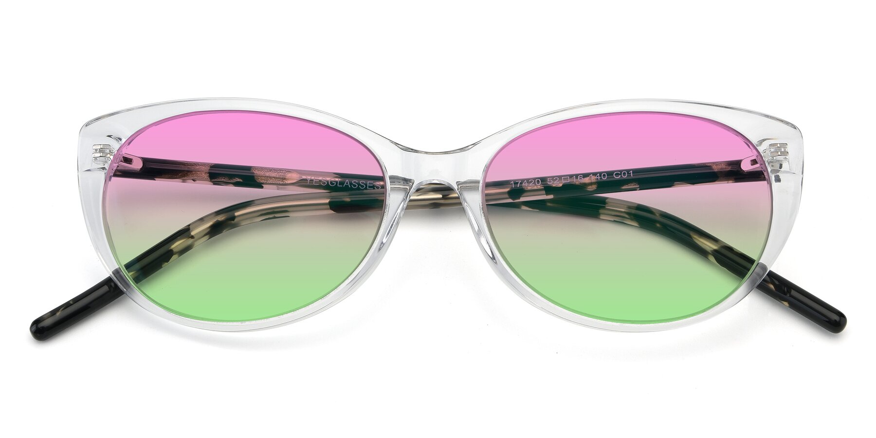 Folded Front of 17420 in Clear with Pink / Green Gradient Lenses