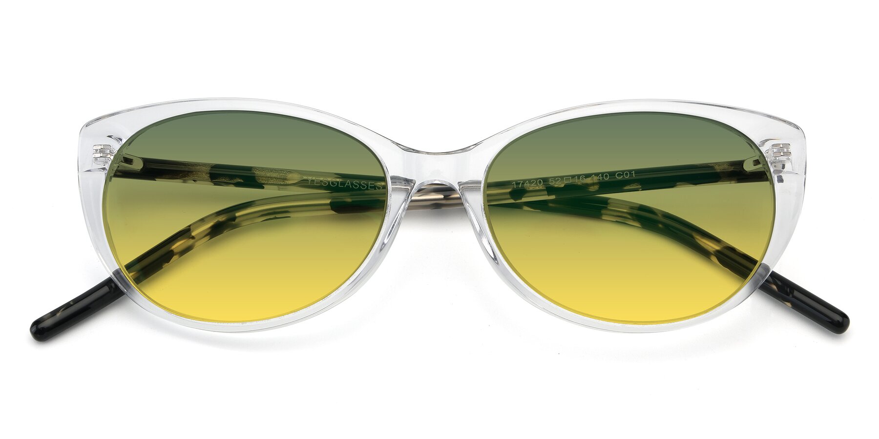 Folded Front of 17420 in Clear with Green / Yellow Gradient Lenses