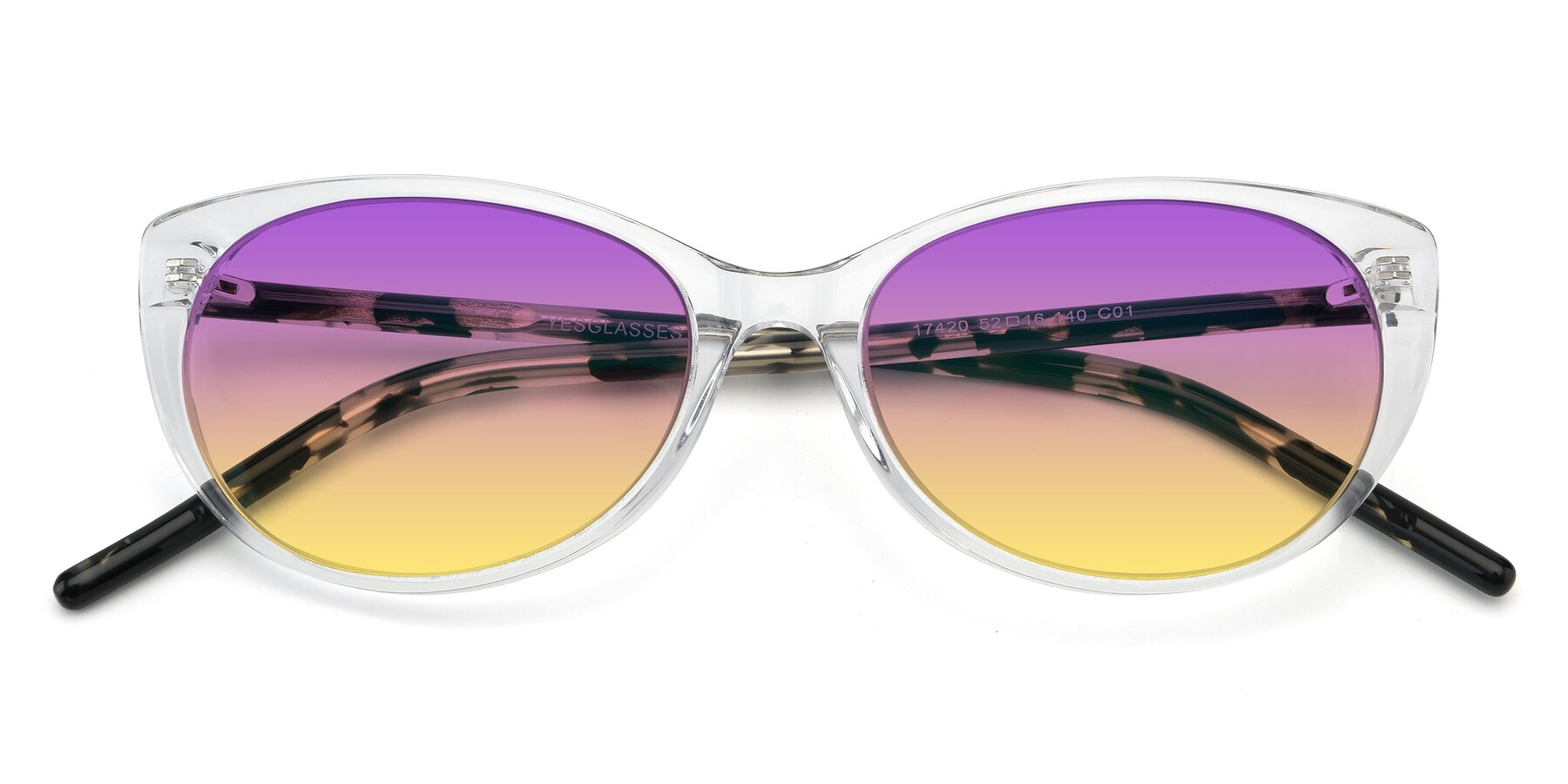Folded Front of 17420 in Clear with Purple / Yellow Gradient Lenses