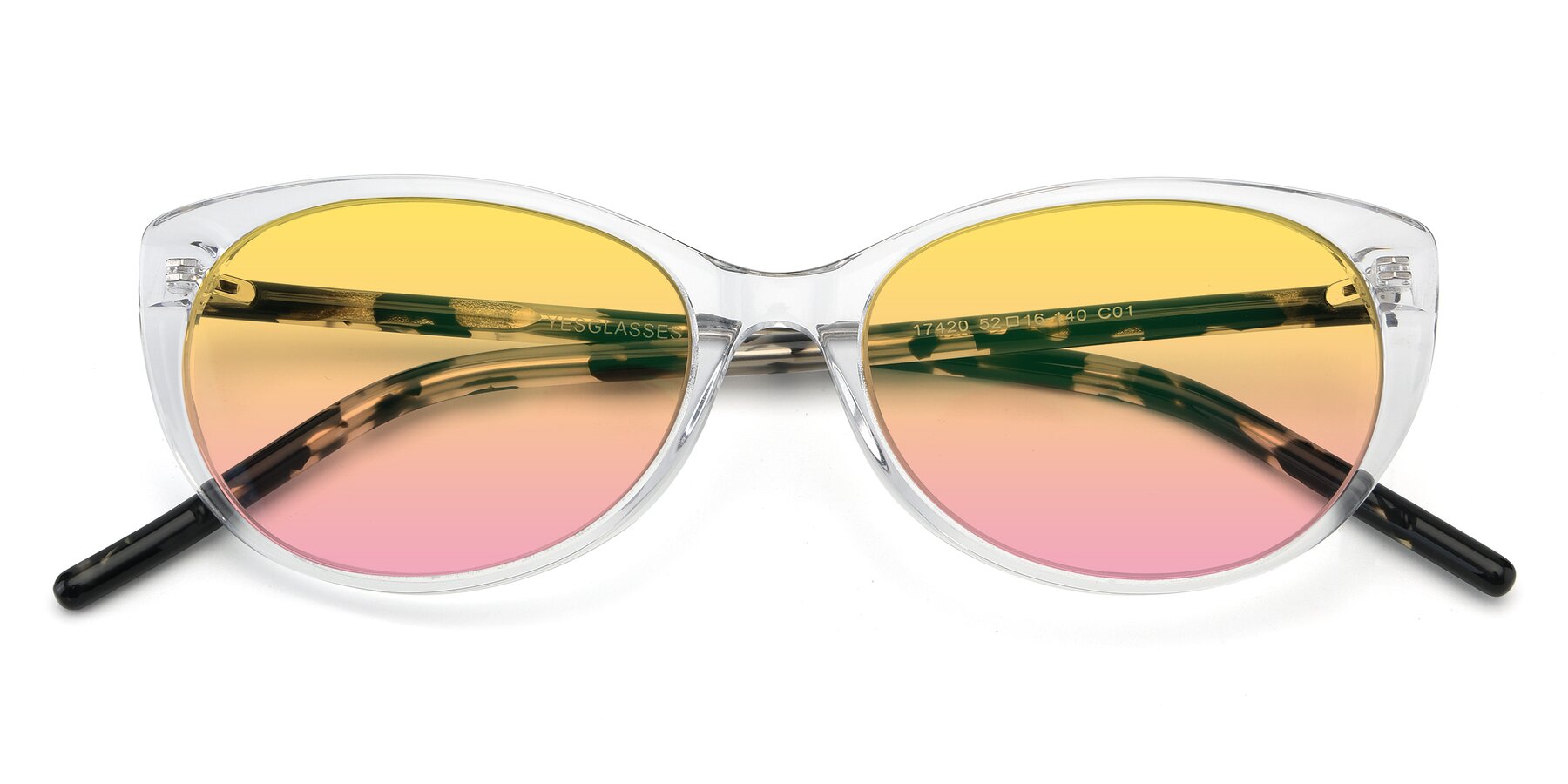 Folded Front of 17420 in Clear with Yellow / Pink Gradient Lenses
