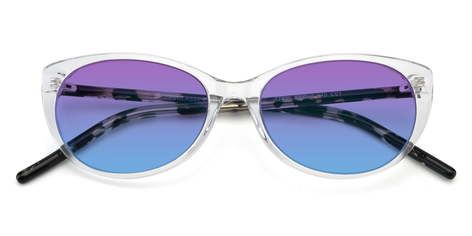 Folded Front of 17420 in Clear with Purple / Blue Gradient Lenses
