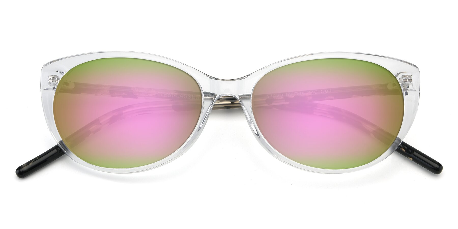 Folded Front of 17420 in Clear with Pink Mirrored Lenses
