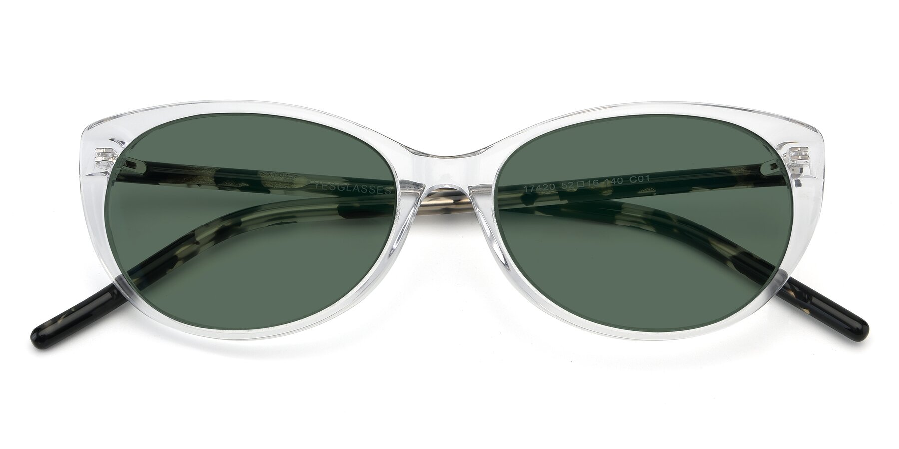 Folded Front of 17420 in Clear with Green Polarized Lenses