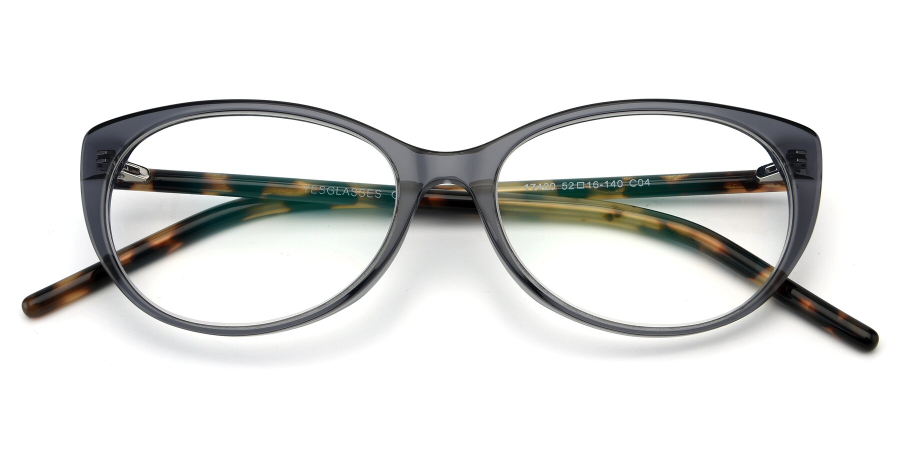Folded Front of 17420 in Transparent Grey with Clear Reading Eyeglass Lenses