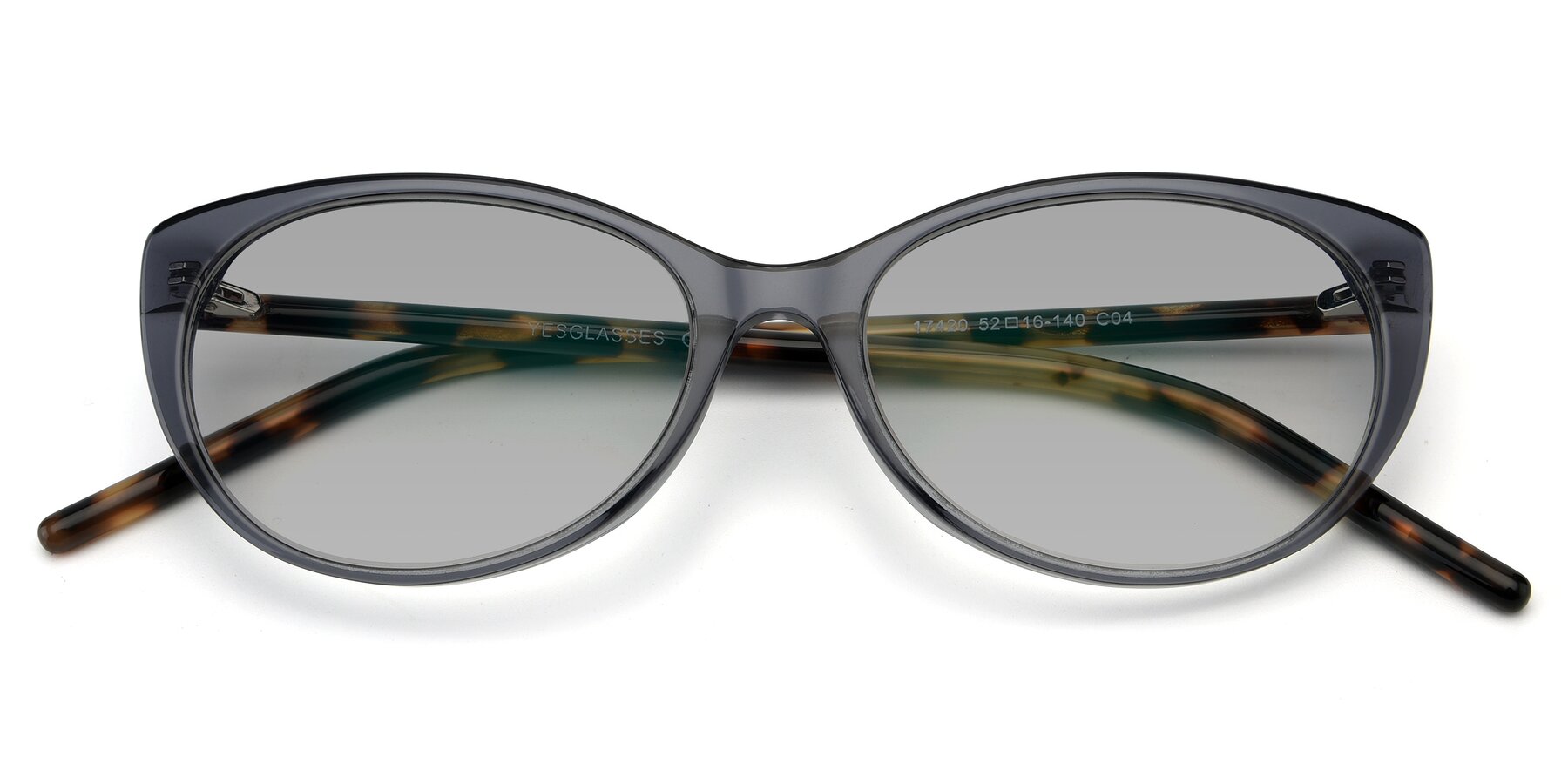 Folded Front of 17420 in Transparent Grey with Light Gray Tinted Lenses