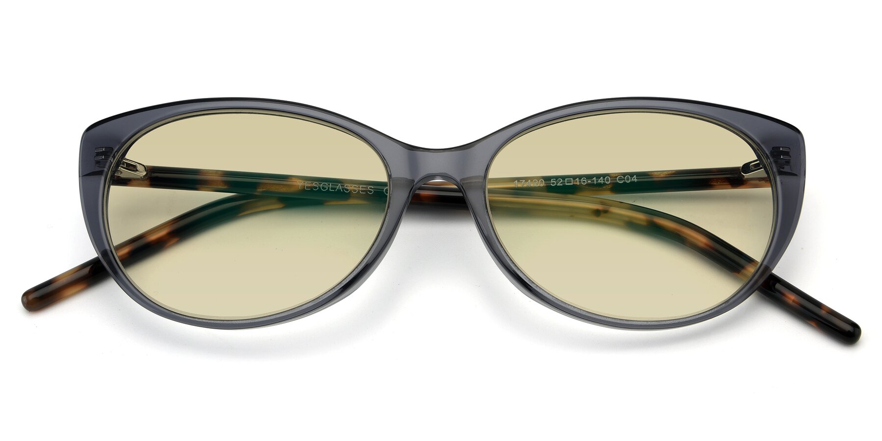 Folded Front of 17420 in Transparent Grey with Light Champagne Tinted Lenses