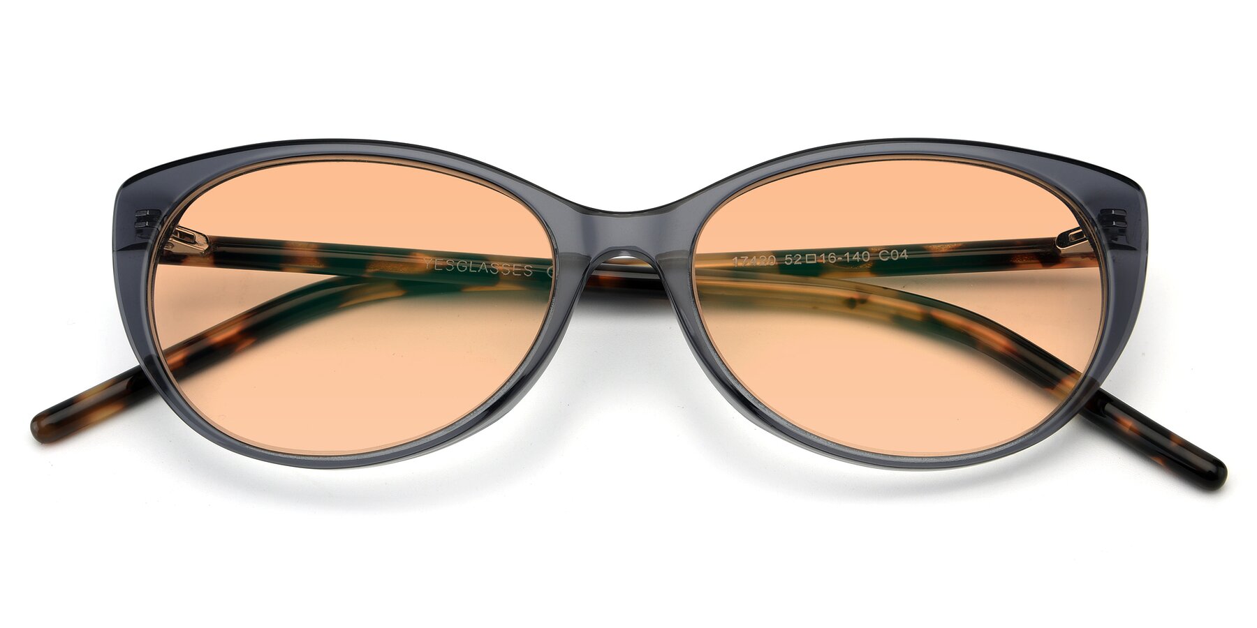 Folded Front of 17420 in Transparent Grey with Light Orange Tinted Lenses