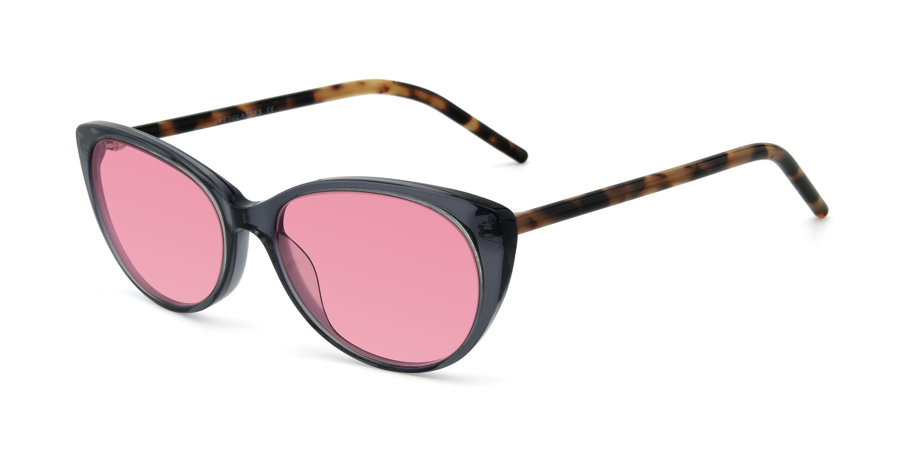 Angle of 17420 in Transparent Grey with Pink Tinted Lenses