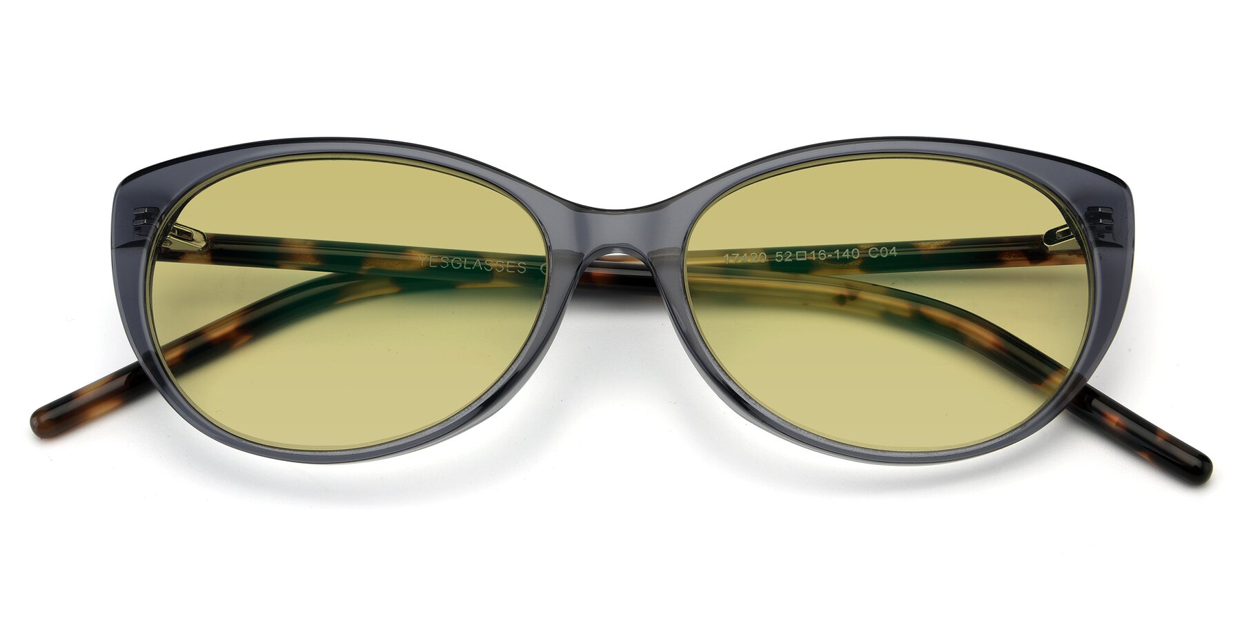 Folded Front of 17420 in Transparent Grey with Medium Champagne Tinted Lenses