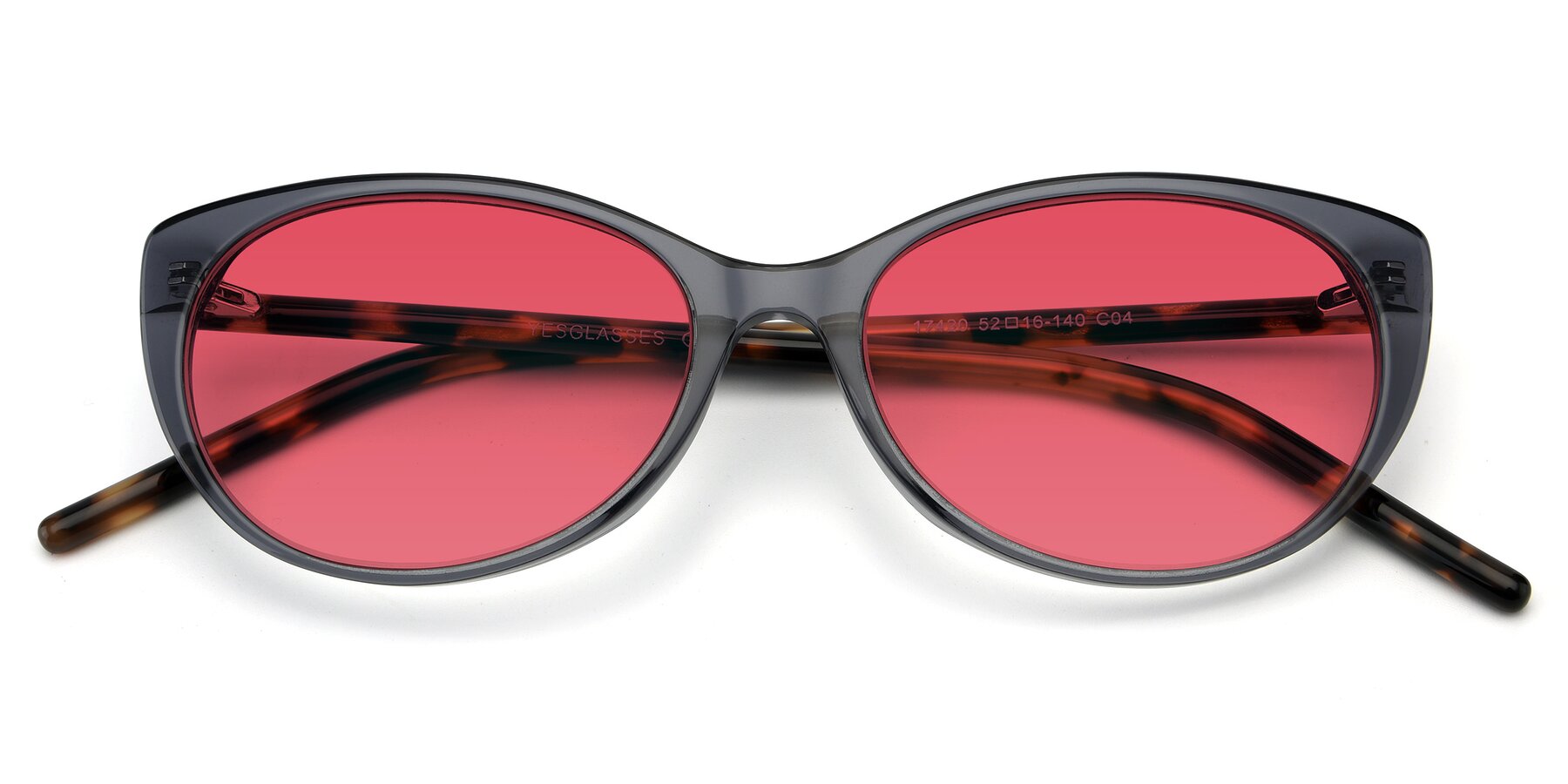Folded Front of 17420 in Transparent Grey with Red Tinted Lenses