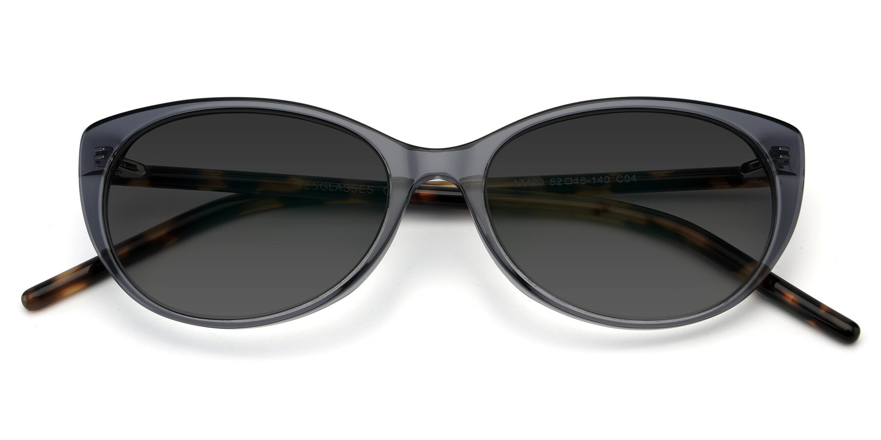 Folded Front of 17420 in Transparent Grey with Gray Tinted Lenses