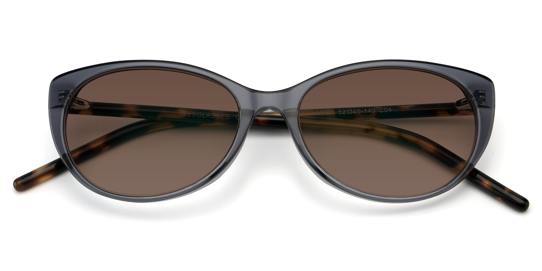 Folded Front of 17420 in Transparent Grey with Brown Tinted Lenses