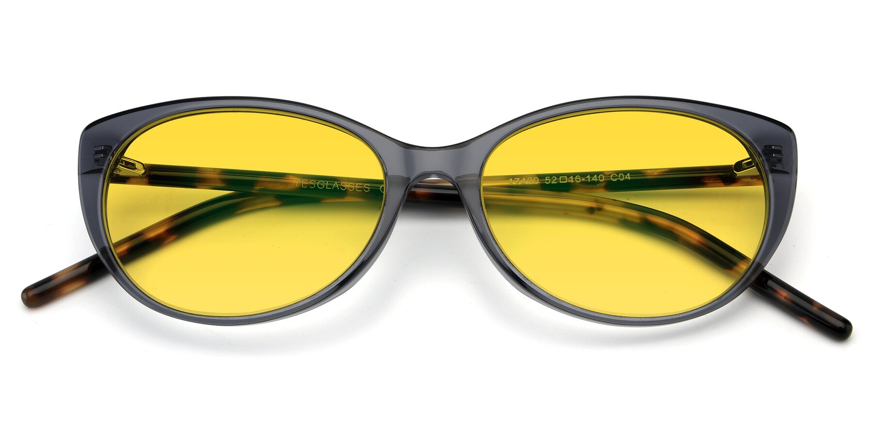 Folded Front of 17420 in Transparent Grey with Yellow Tinted Lenses