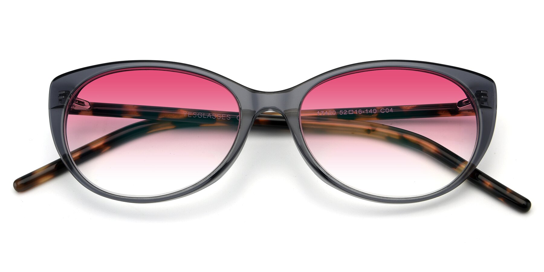 Folded Front of 17420 in Transparent Grey with Pink Gradient Lenses