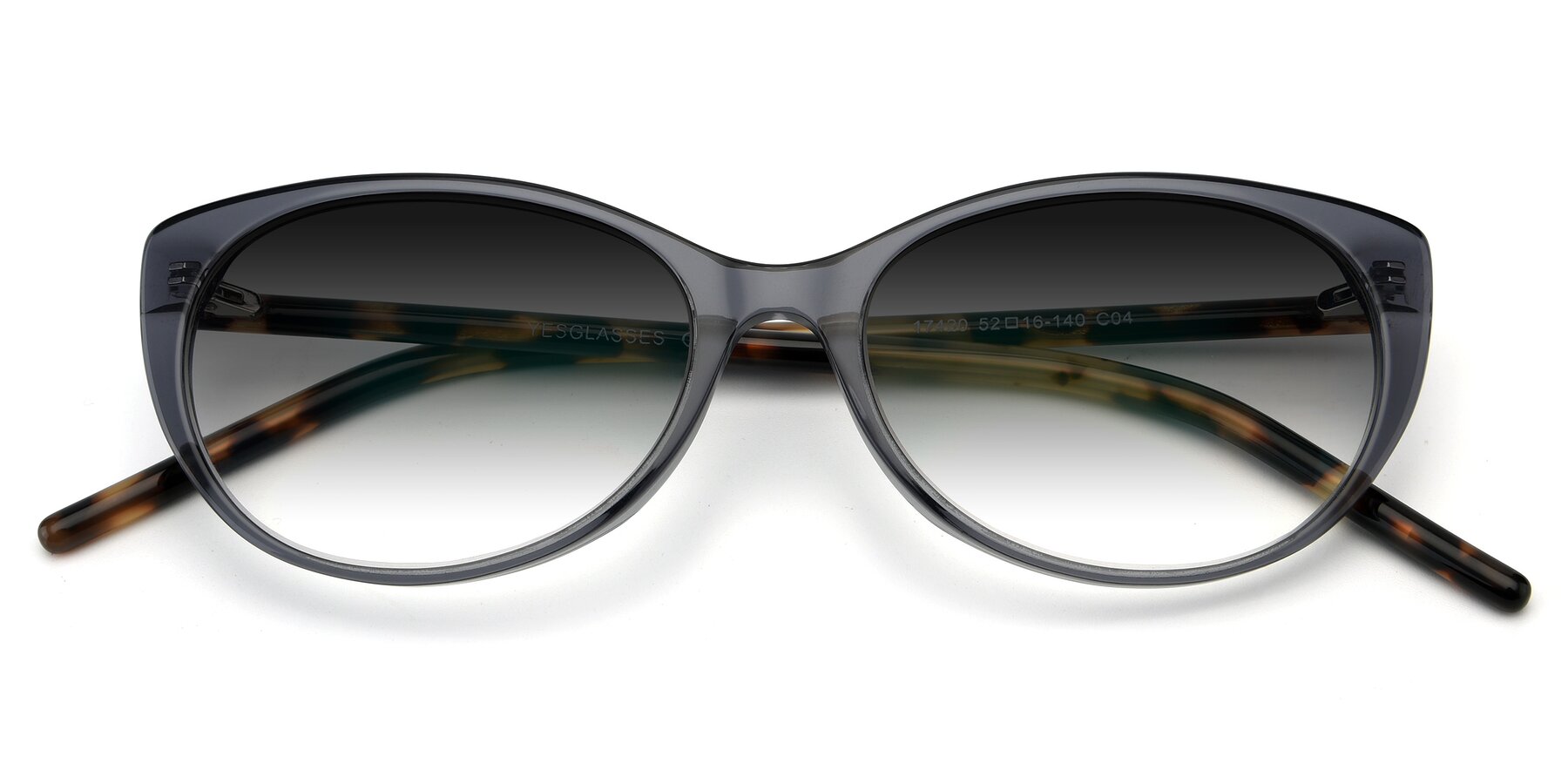 Folded Front of 17420 in Transparent Grey with Gray Gradient Lenses