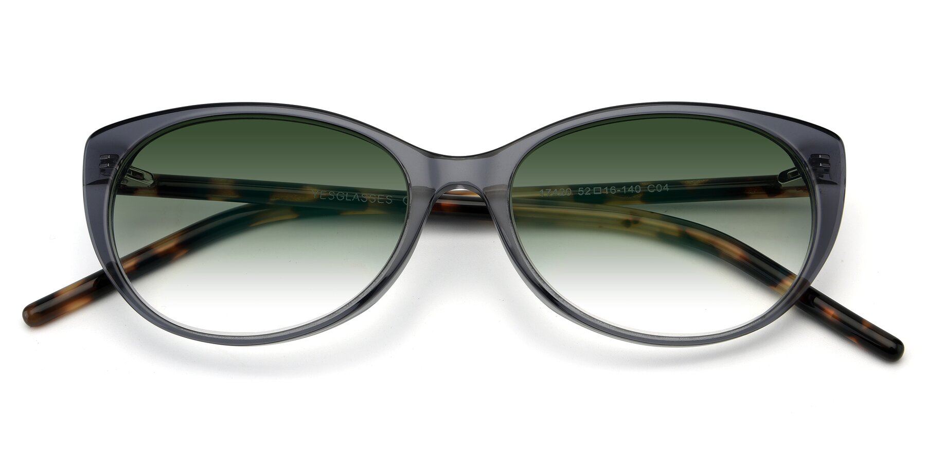 Folded Front of 17420 in Transparent Grey with Green Gradient Lenses