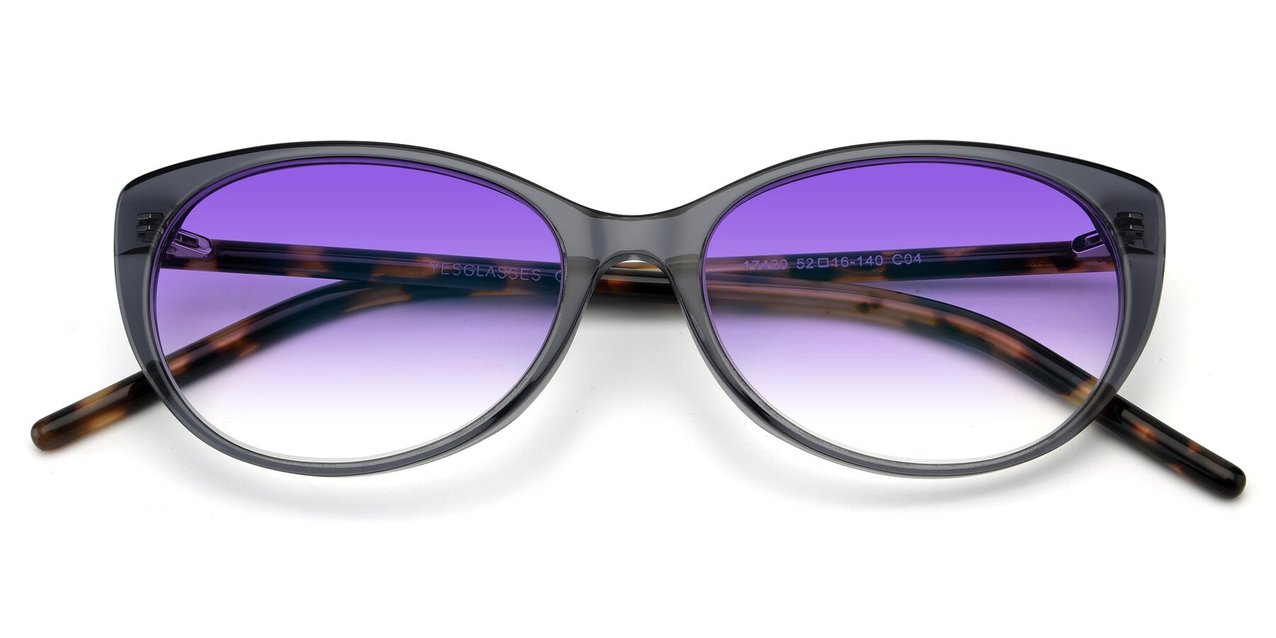 Folded Front of 17420 in Transparent Grey with Purple Gradient Lenses