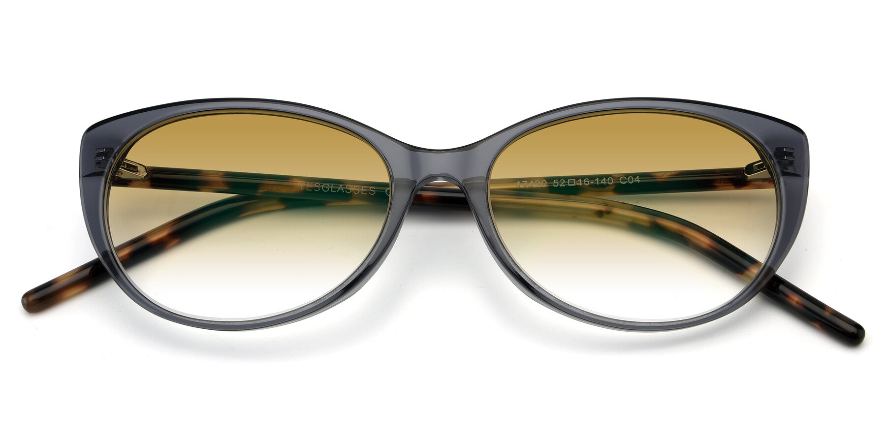 Folded Front of 17420 in Transparent Grey with Champagne Gradient Lenses