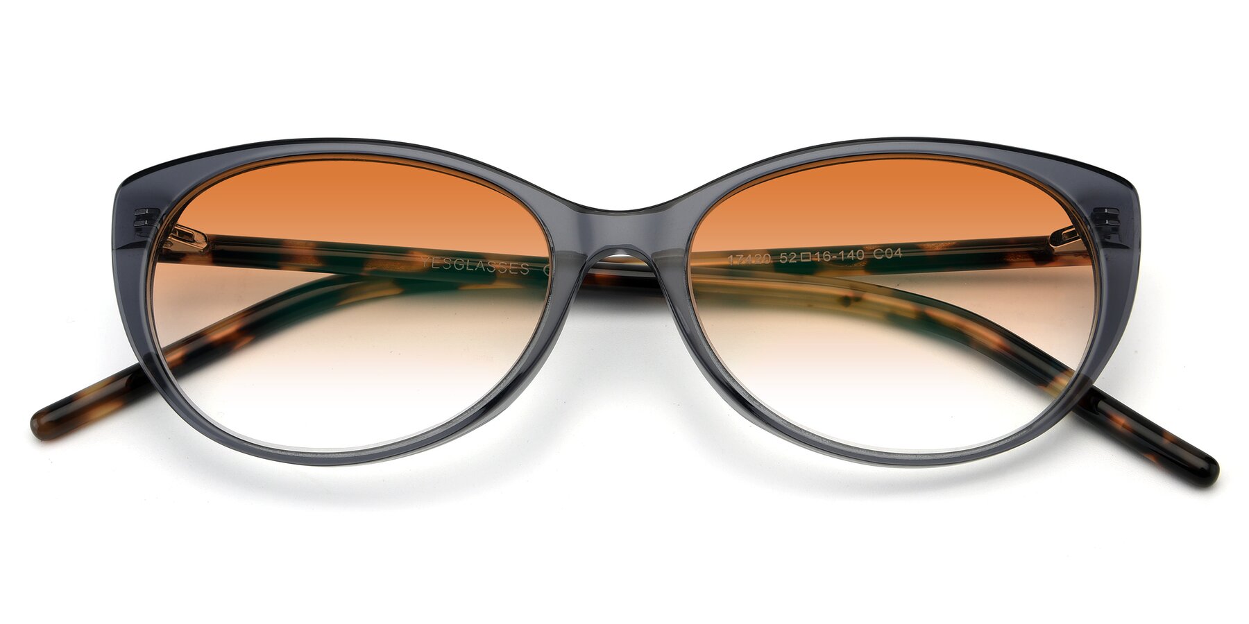 Folded Front of 17420 in Transparent Grey with Orange Gradient Lenses