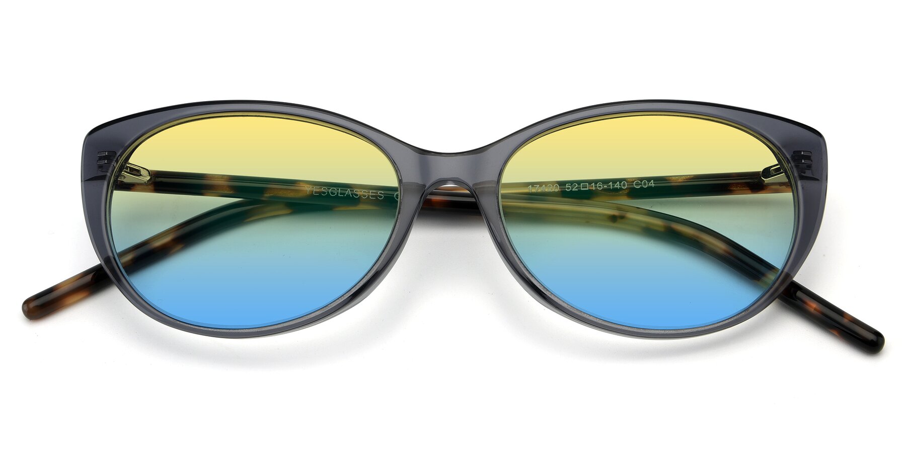 Folded Front of 17420 in Transparent Grey with Yellow / Blue Gradient Lenses