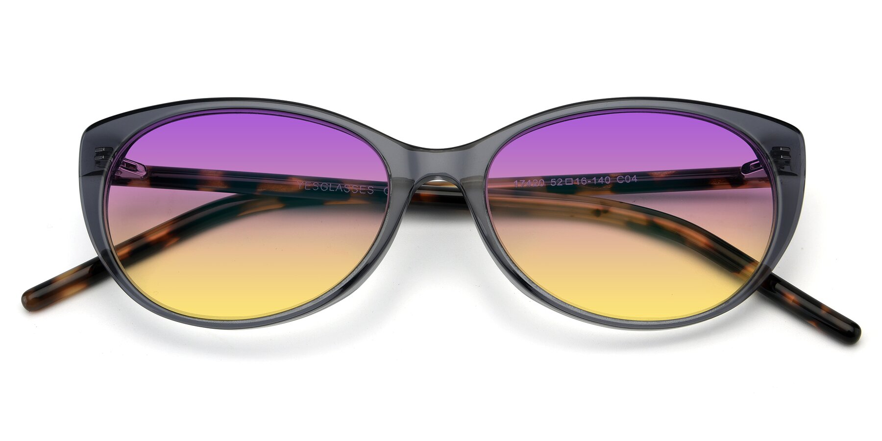 Folded Front of 17420 in Transparent Grey with Purple / Yellow Gradient Lenses