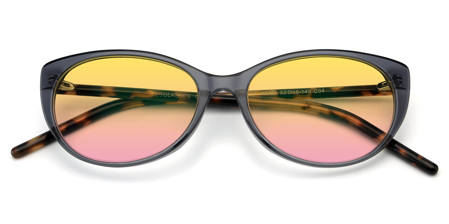 Folded Front of 17420 in Transparent Grey with Yellow / Pink Gradient Lenses