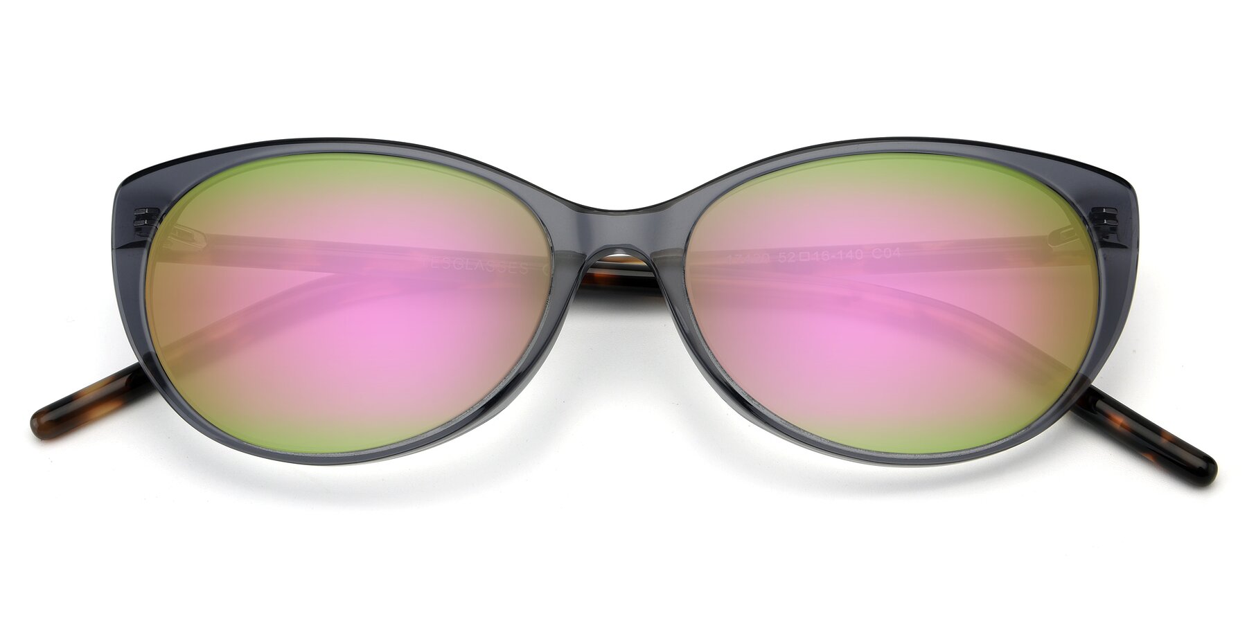 Folded Front of 17420 in Transparent Grey with Pink Mirrored Lenses