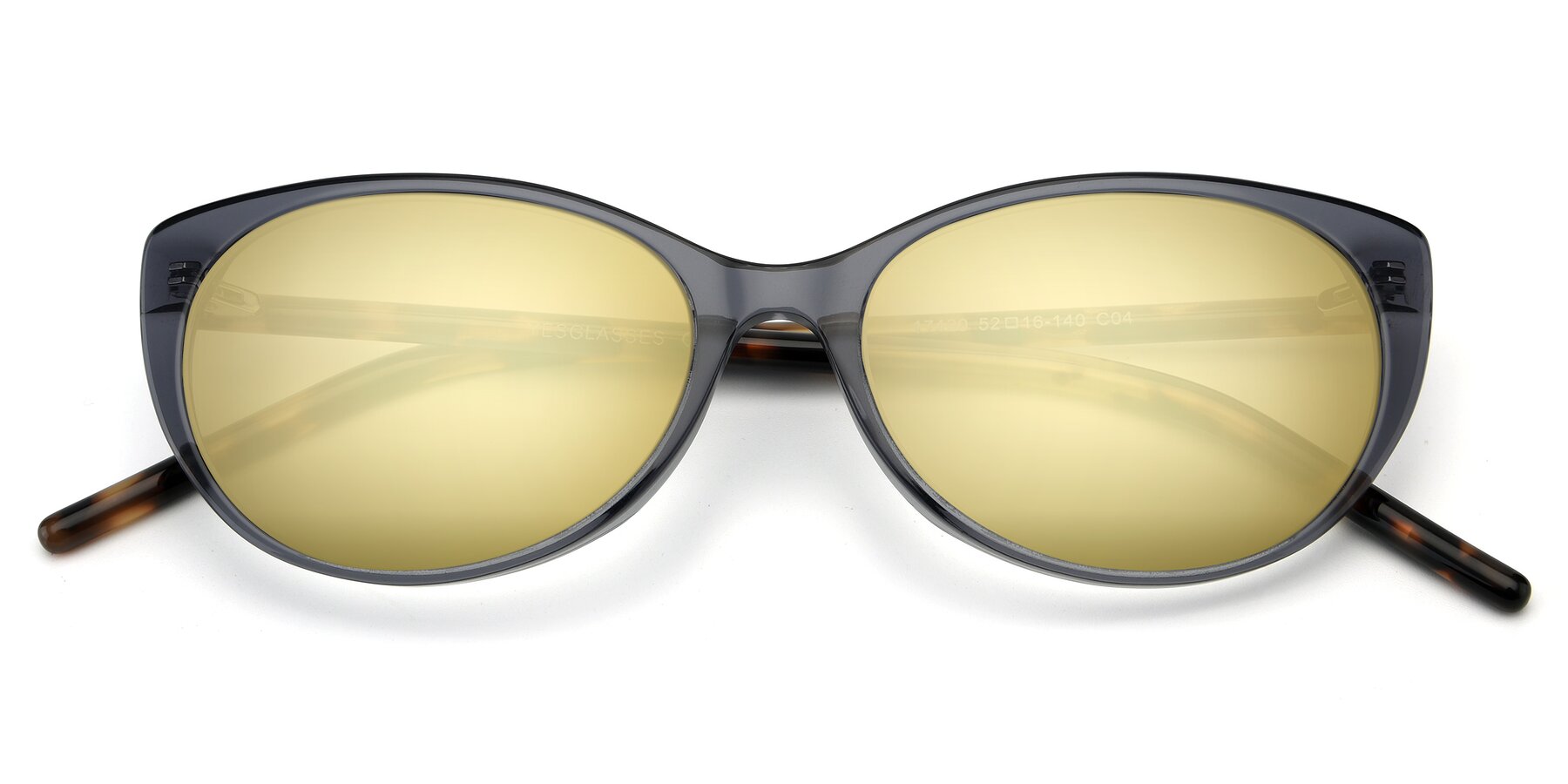 Folded Front of 17420 in Transparent Grey with Gold Mirrored Lenses