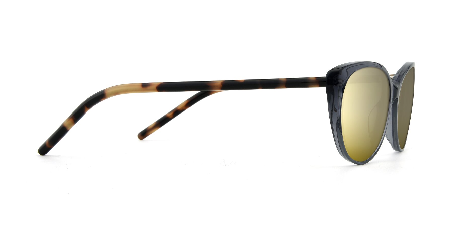 Side of 17420 in Transparent Grey with Gold Mirrored Lenses