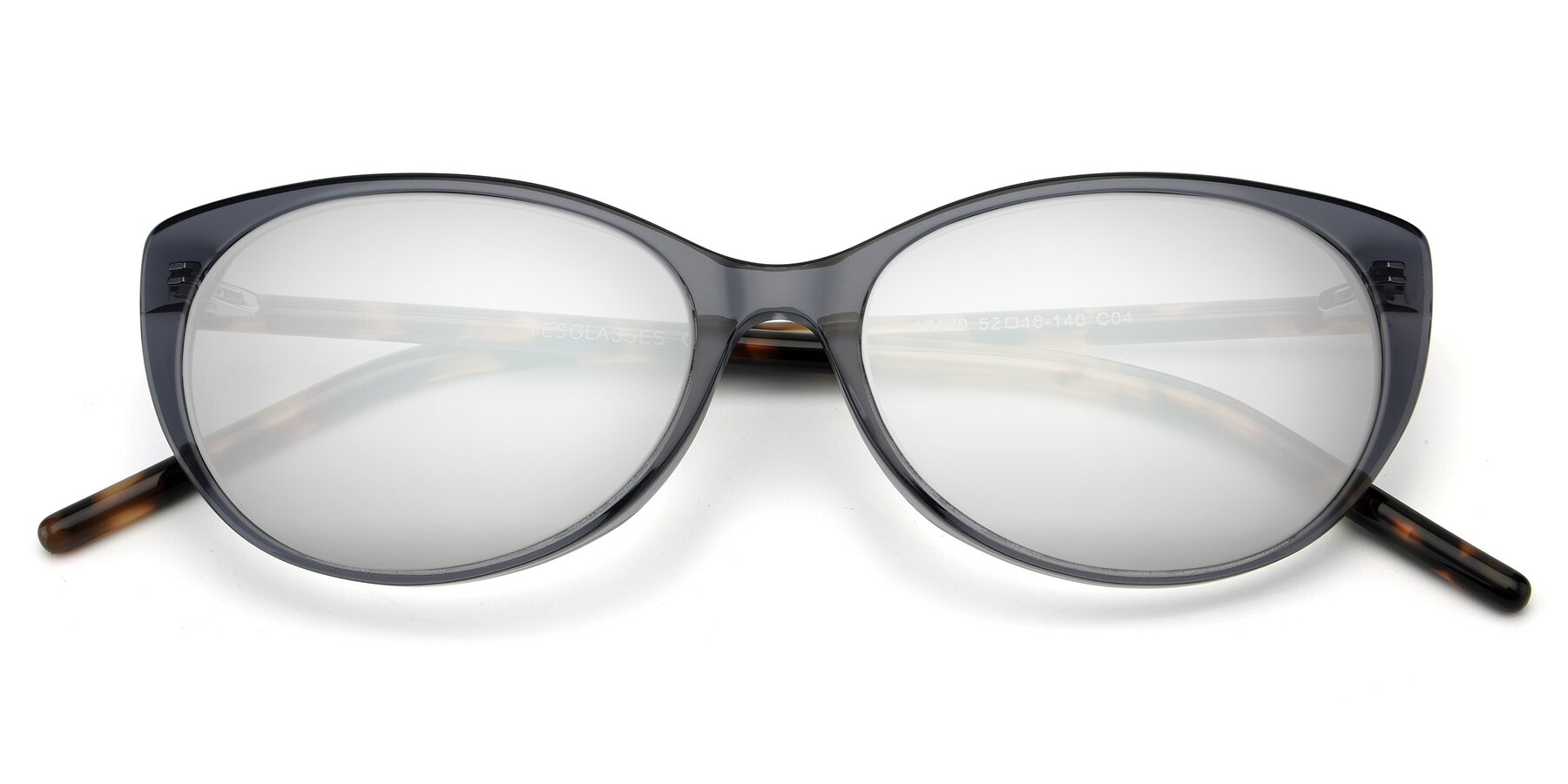 Folded Front of 17420 in Transparent Grey with Silver Mirrored Lenses