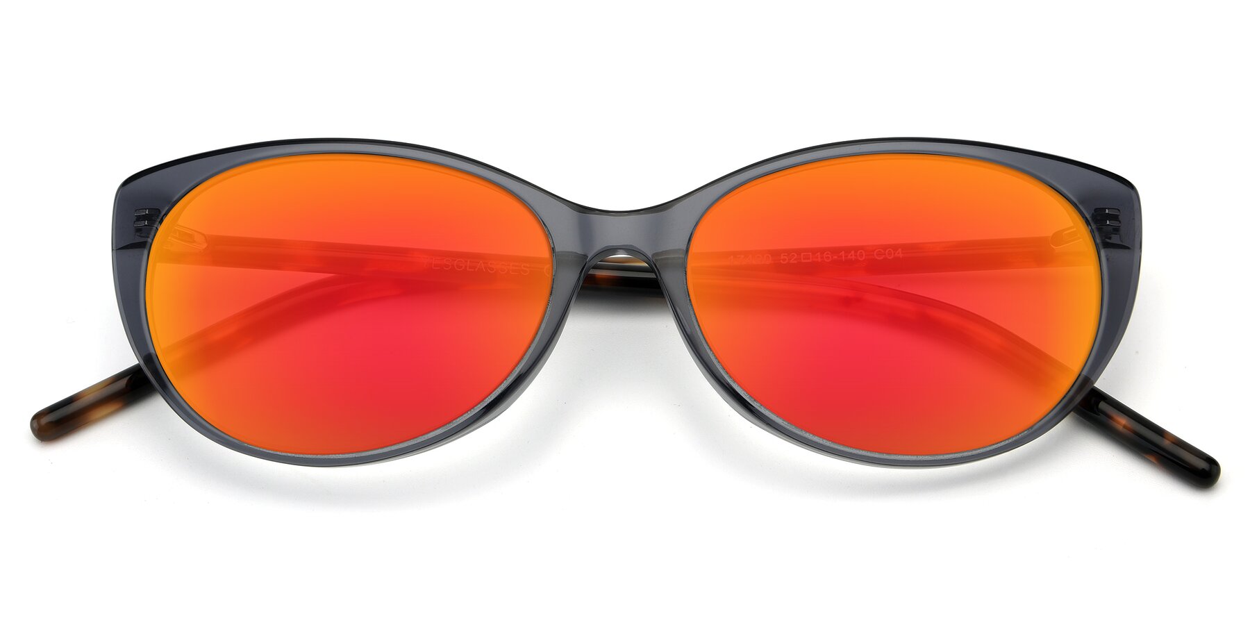 Folded Front of 17420 in Transparent Grey with Red Gold Mirrored Lenses