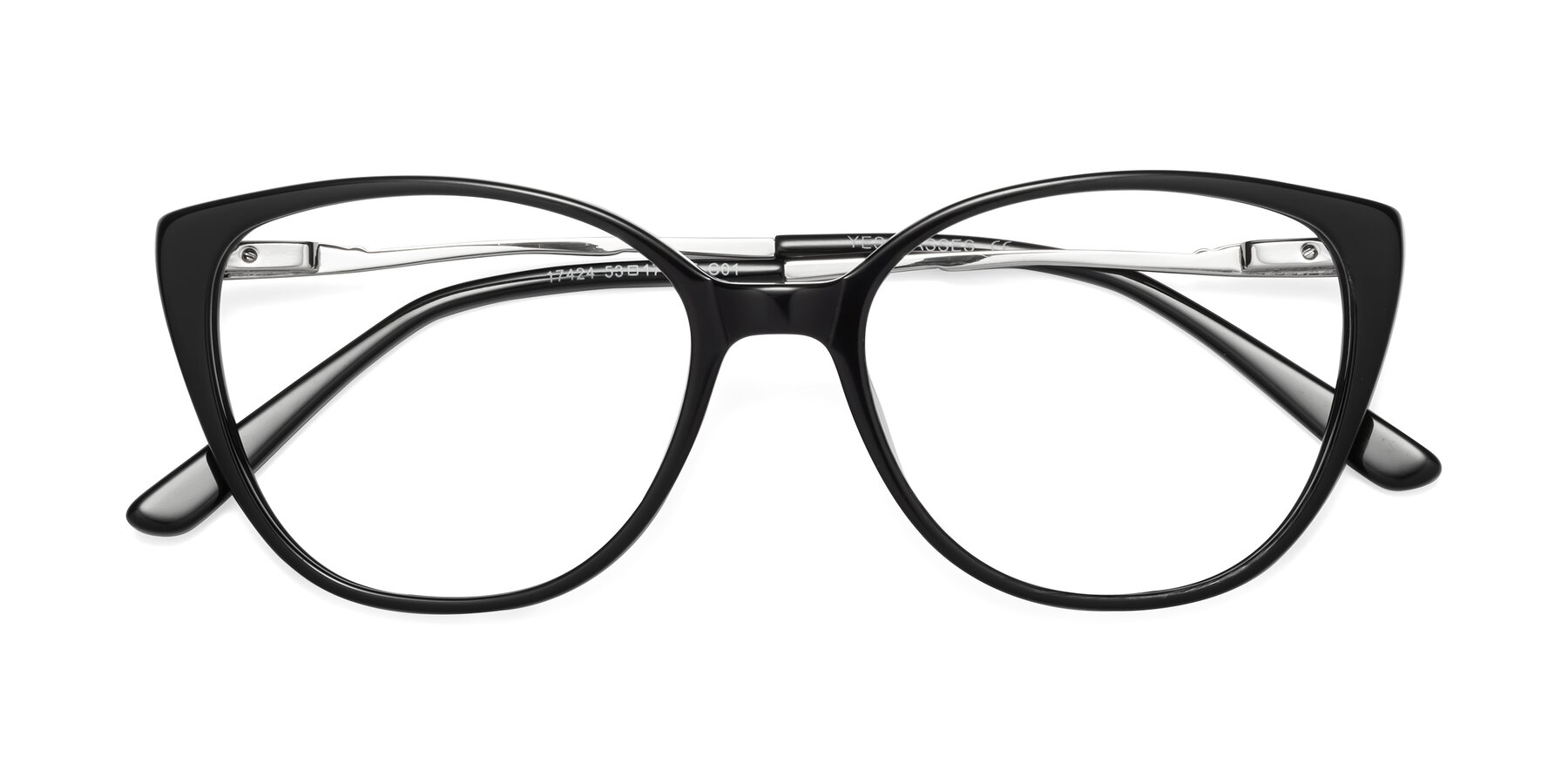 Folded Front of 17424 in Black with Clear Reading Eyeglass Lenses