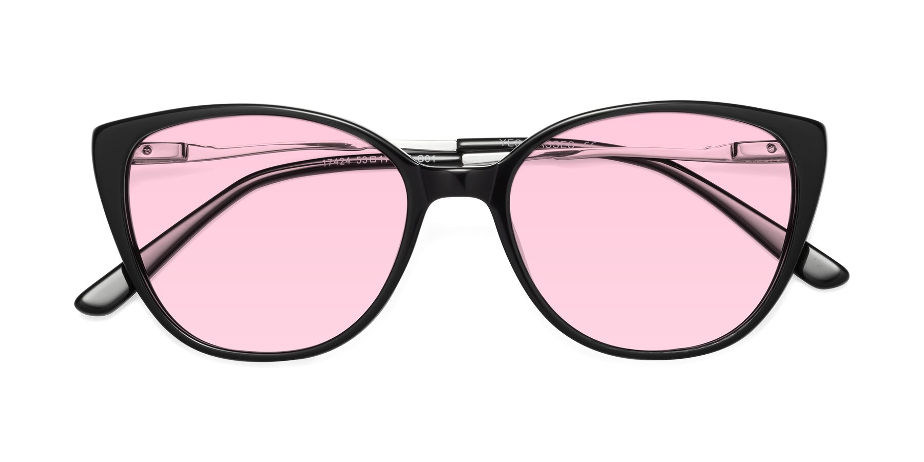 Folded Front of 17424 in Black with Light Pink Tinted Lenses