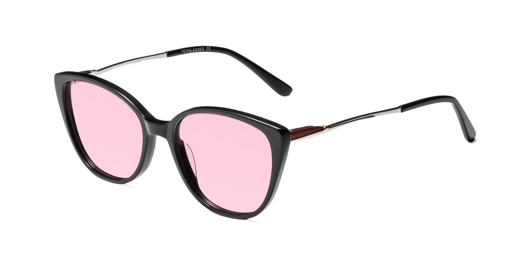 Angle of 17424 in Black with Light Pink Tinted Lenses