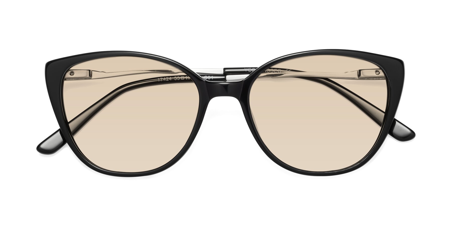 Folded Front of 17424 in Black with Light Brown Tinted Lenses