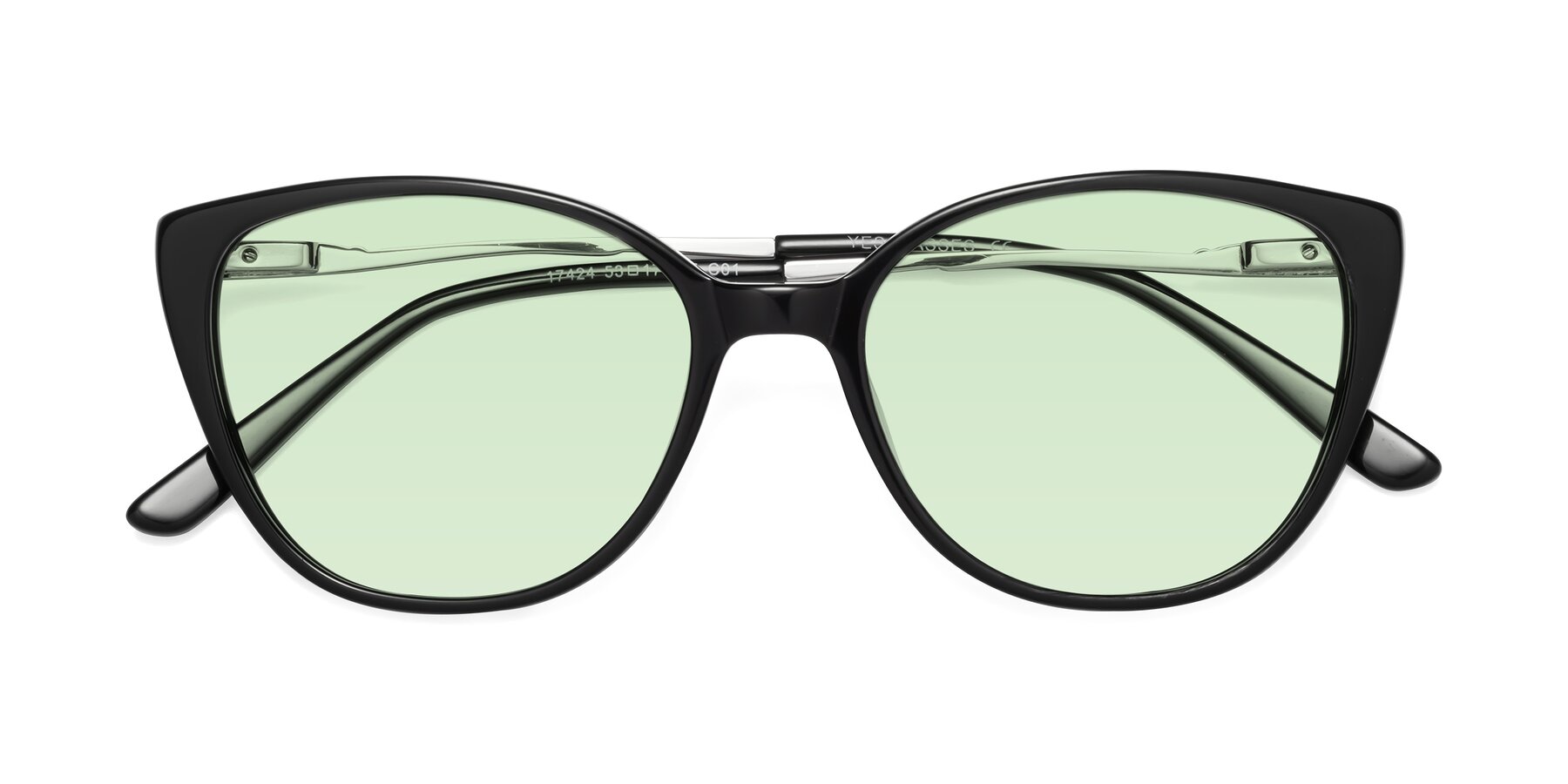 Folded Front of 17424 in Black with Light Green Tinted Lenses