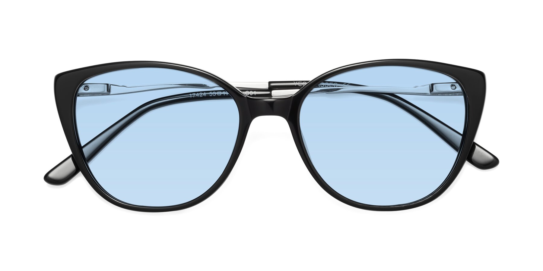 Folded Front of 17424 in Black with Light Blue Tinted Lenses
