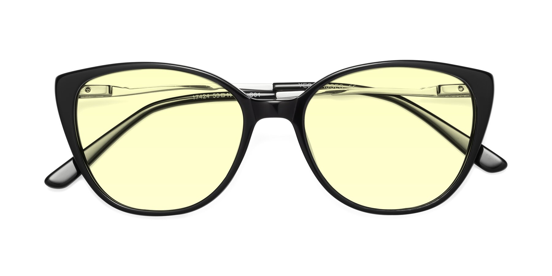 Folded Front of 17424 in Black with Light Yellow Tinted Lenses