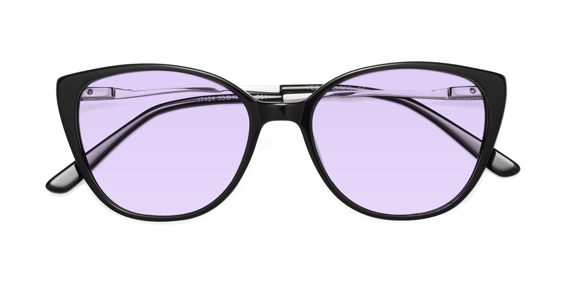 Folded Front of 17424 in Black with Light Purple Tinted Lenses