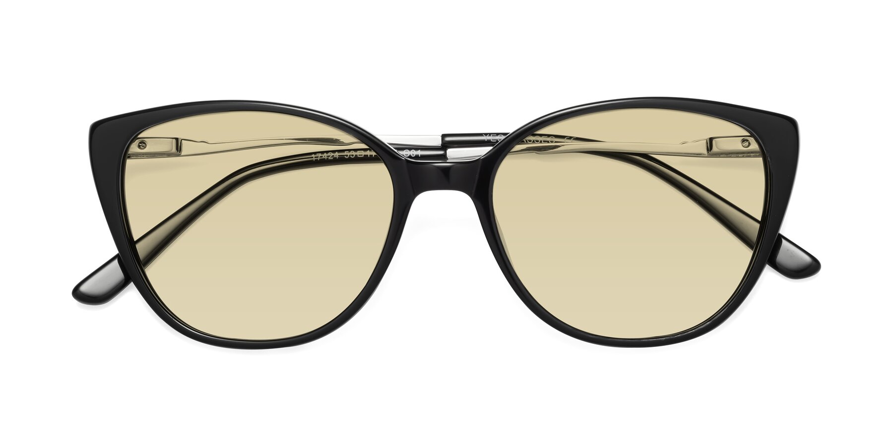 Folded Front of 17424 in Black with Light Champagne Tinted Lenses