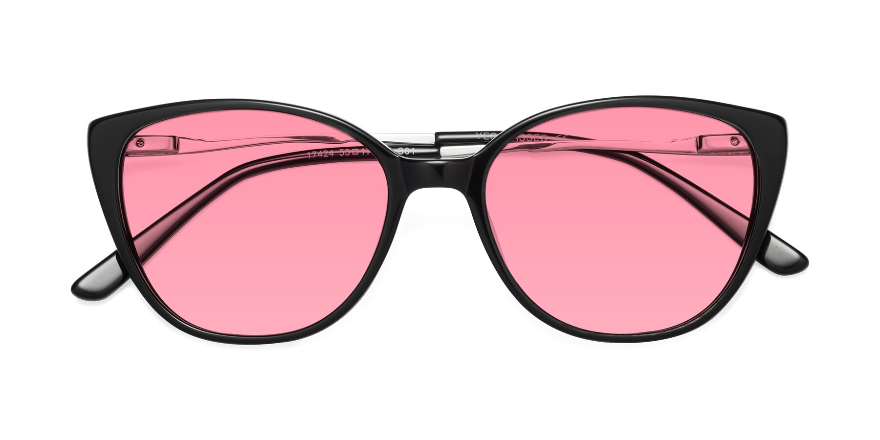 Folded Front of 17424 in Black with Pink Tinted Lenses