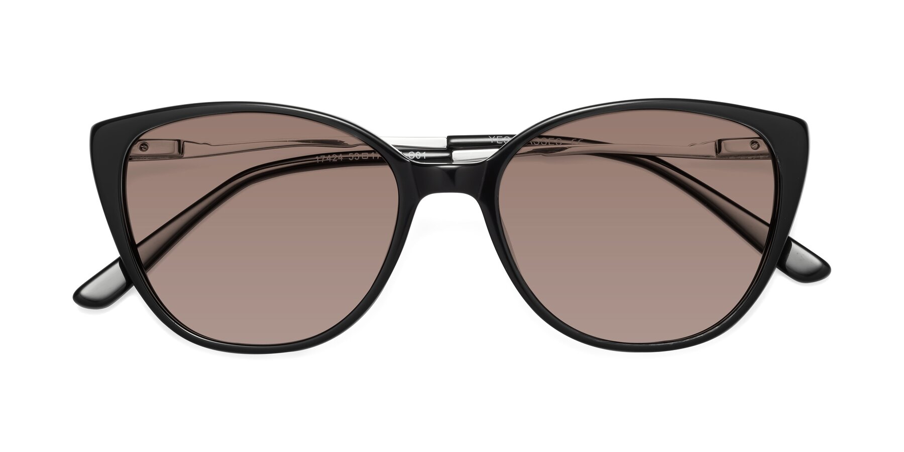 Folded Front of 17424 in Black with Medium Brown Tinted Lenses