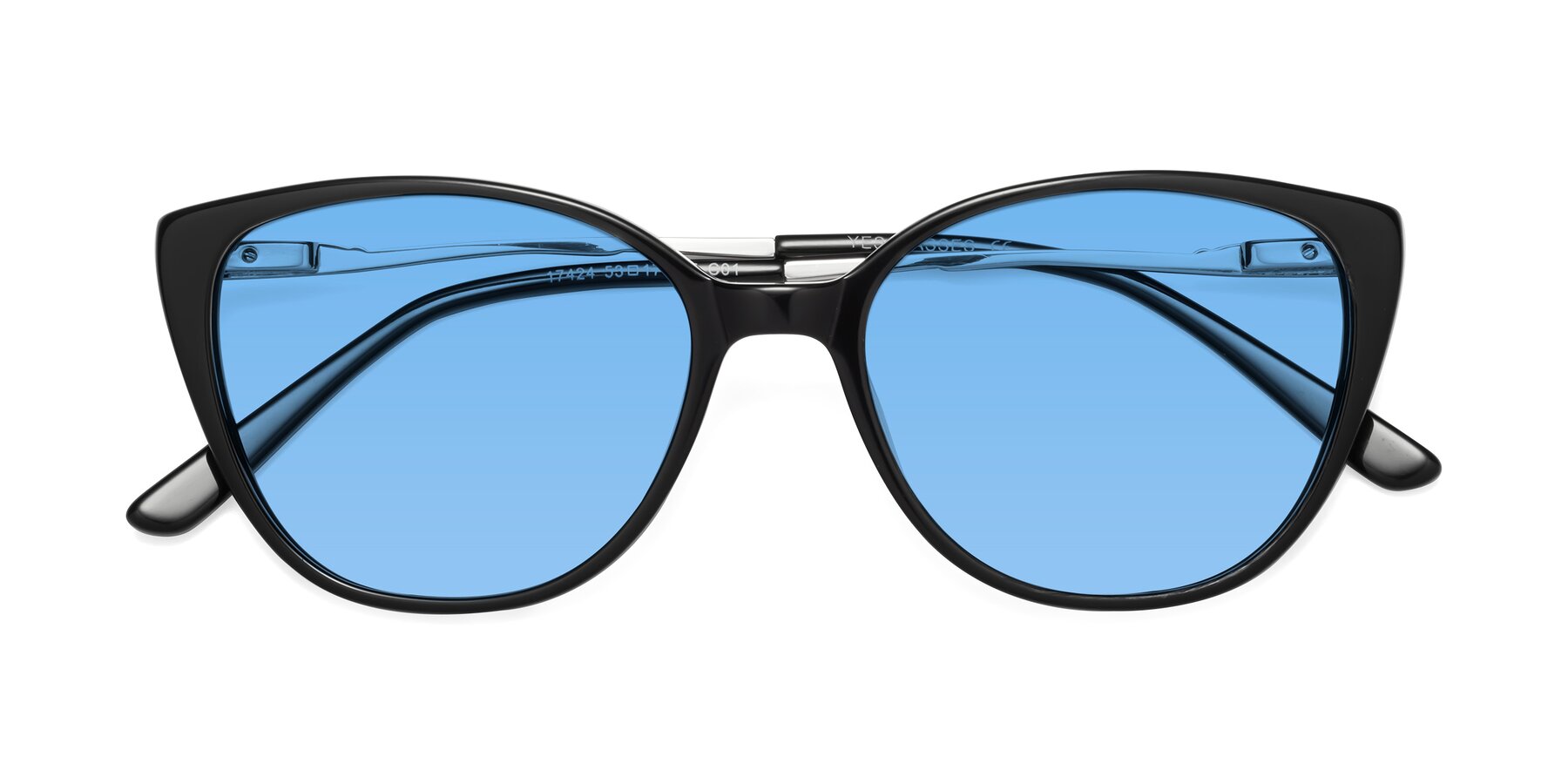 Folded Front of 17424 in Black with Medium Blue Tinted Lenses