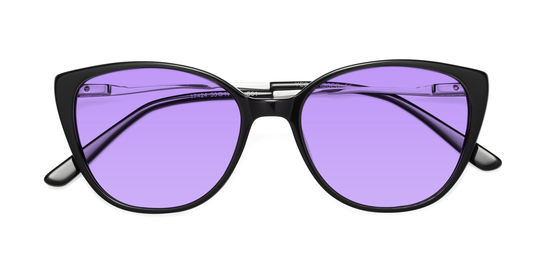 Folded Front of 17424 in Black with Medium Purple Tinted Lenses